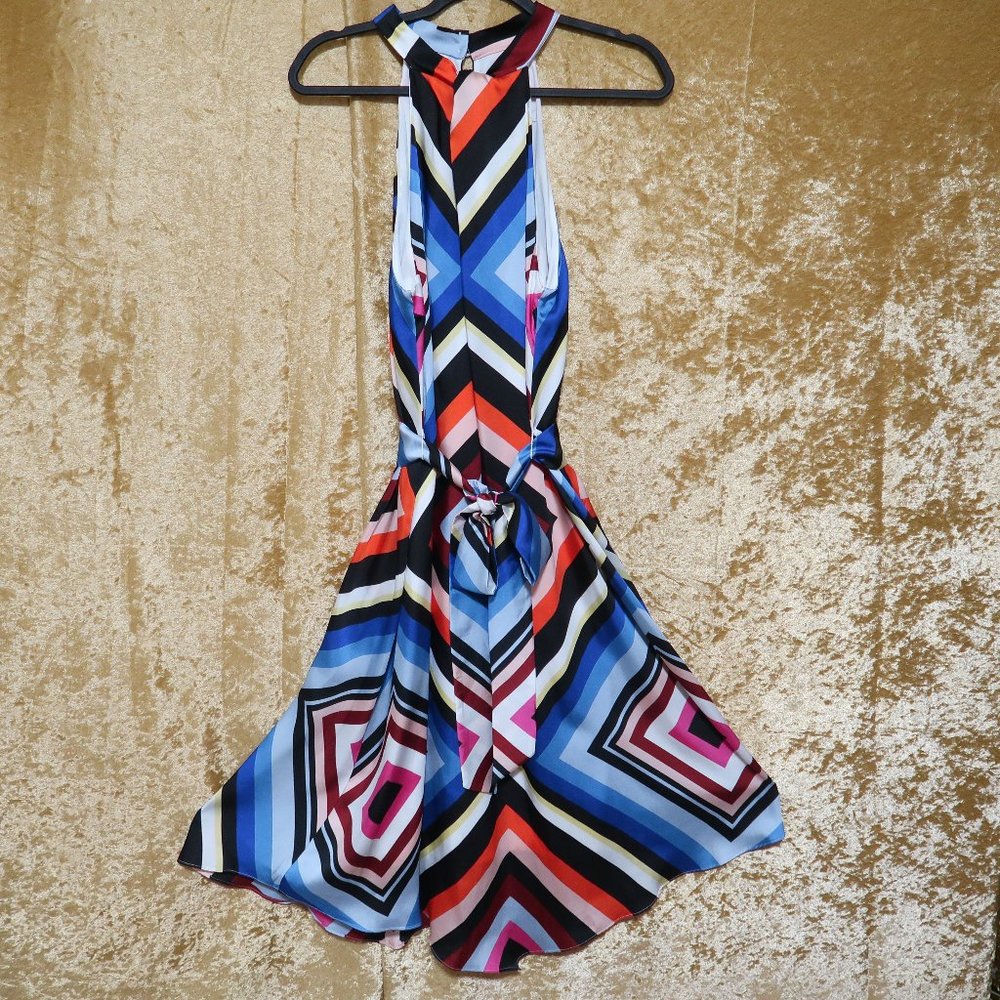 Julia Jordan Multicolor Geometric Halter Dress - Size 12